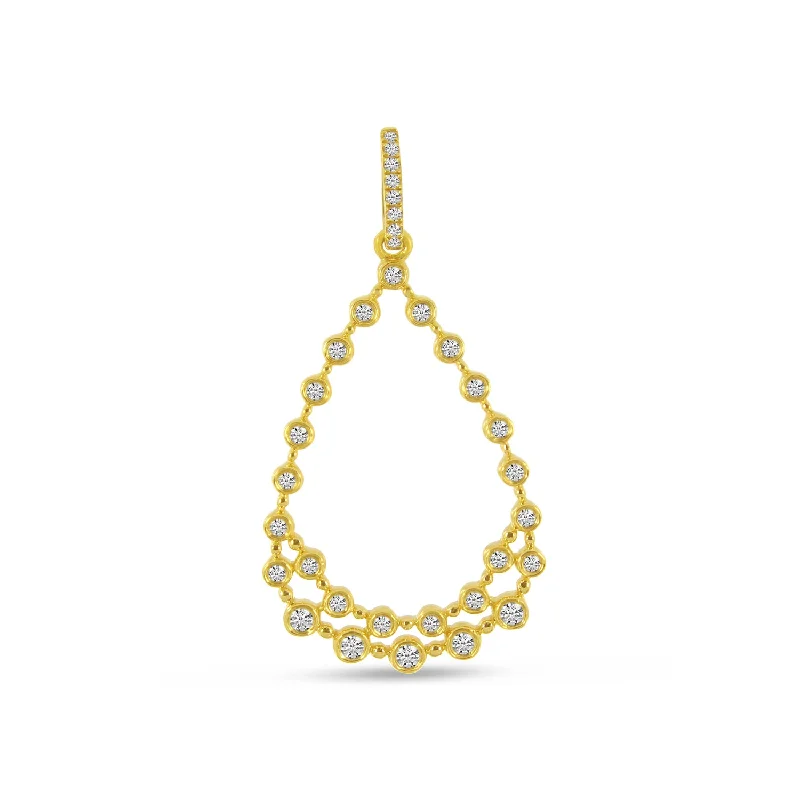 Women’s spiritual necklaces-14K Yellow Gold Bubble Teardrop Diamond Pendant P11339