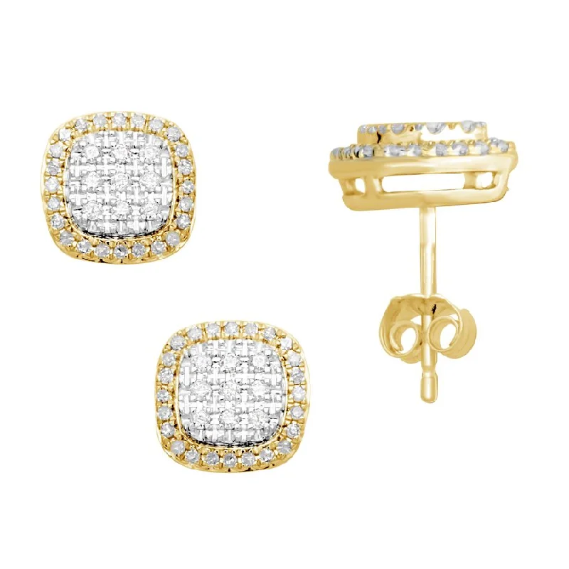 Women’s sterling silver earrings-LADIES STUD EARRINGS 0.35CT ROUND DIAMOND 10K YELLOW GOLD