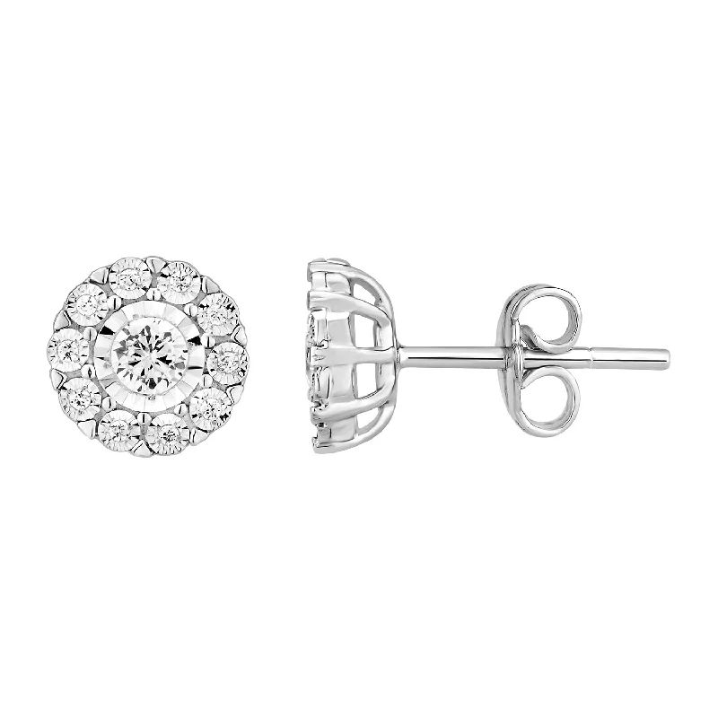 Women’s delicate earrings-LADIES EARRINGS 0.50CT ROUND DIAMOND 10K WHITE GOLD