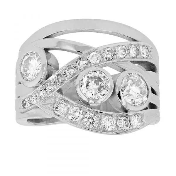 Women’s affordable halo engagement rings-Diamond band with sweeping lines