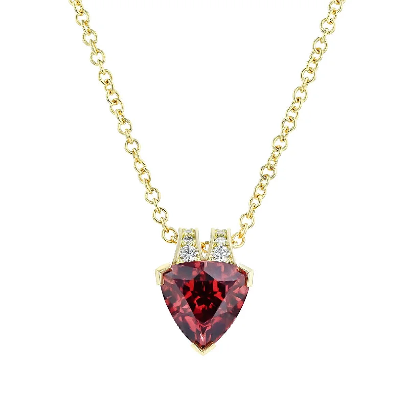 Women’s sparkling diamond necklaces-Trillion Fuchsia Tourmaline and Diamond Pendant