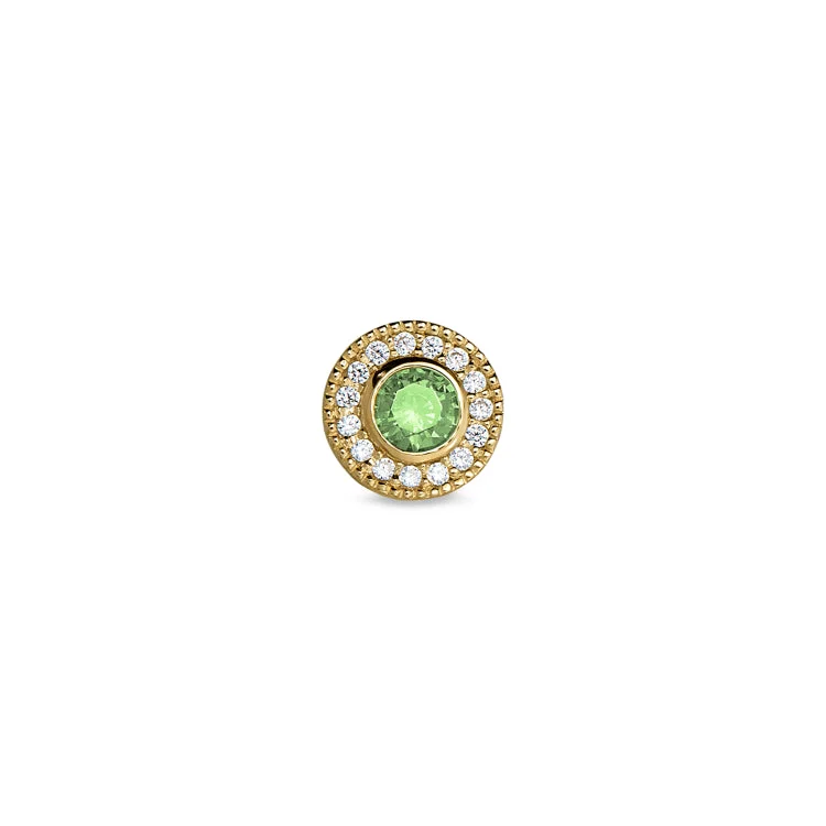 Women’s multi-stone engagement rings-Gold Finish Finish Sterling Silver Micropave Round Simulated Peridot Charm with Simulated Diamonds for BL2300B