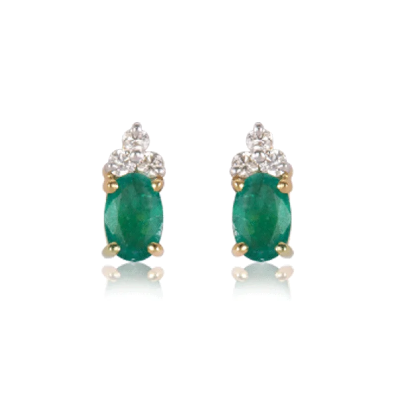 Women’s fashion earrings-18KT (750) Yellow Gold Diamond And Emerald Clip-on Earring For Women