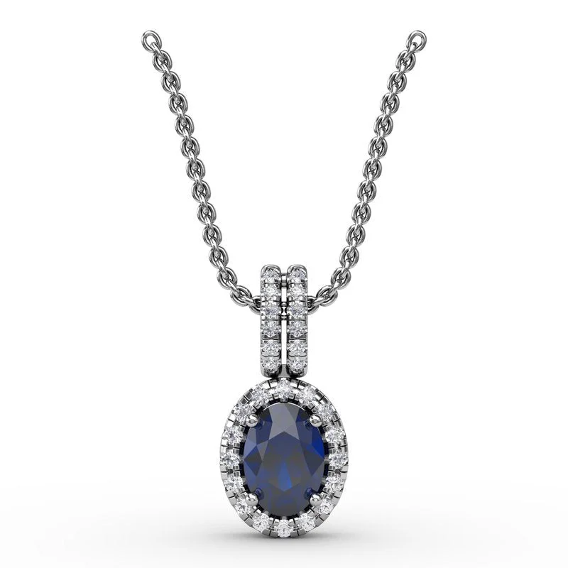 Women’s chain and pendant necklaces-Sophisticated Sapphire and Diamond Pendant P1373S