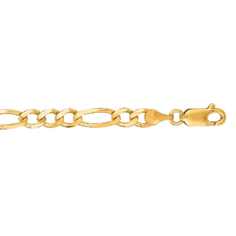 Women’s modern engagement rings-14kt 30" Yellow Gold Diamond Cut Alternate 3+1 Classic Figaro Chain with Lobster Clasp FIG120-30