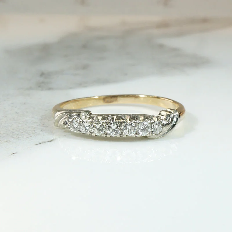 Women’s two-tone engagement rings-Jaunty Seven Diamond Two-Tone Gold Band