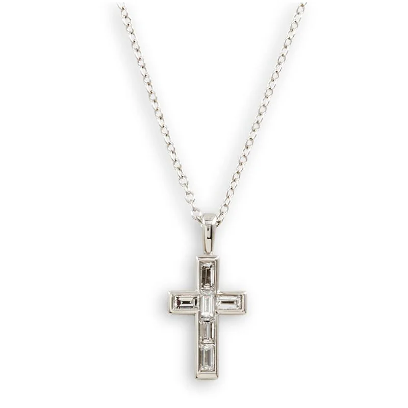 Women’s butterfly necklaces-Platinum Diamond Cross Pendant