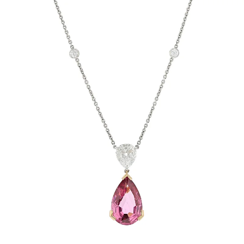 Women’s layered necklaces-Pink Spinel and Diamond Pendant