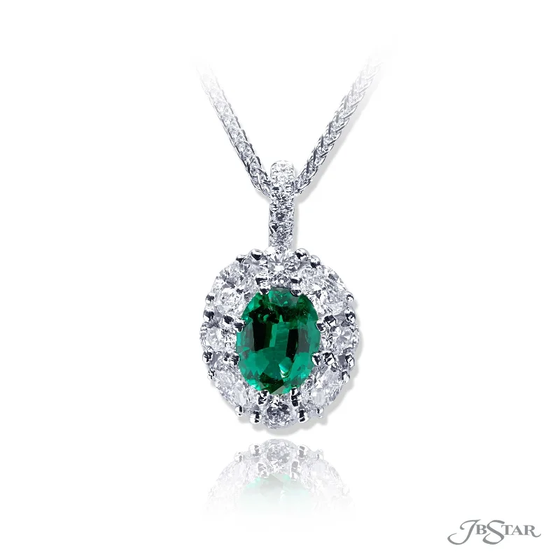 Women’s religious necklaces-Platinum Emerald and Diamond Pendant