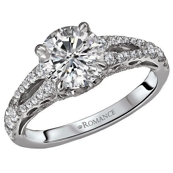 Women’s engagement rings for small hands-14KT 1/3 CTW Diamond Split Shank Cutout Setting For 1.50 CT Round