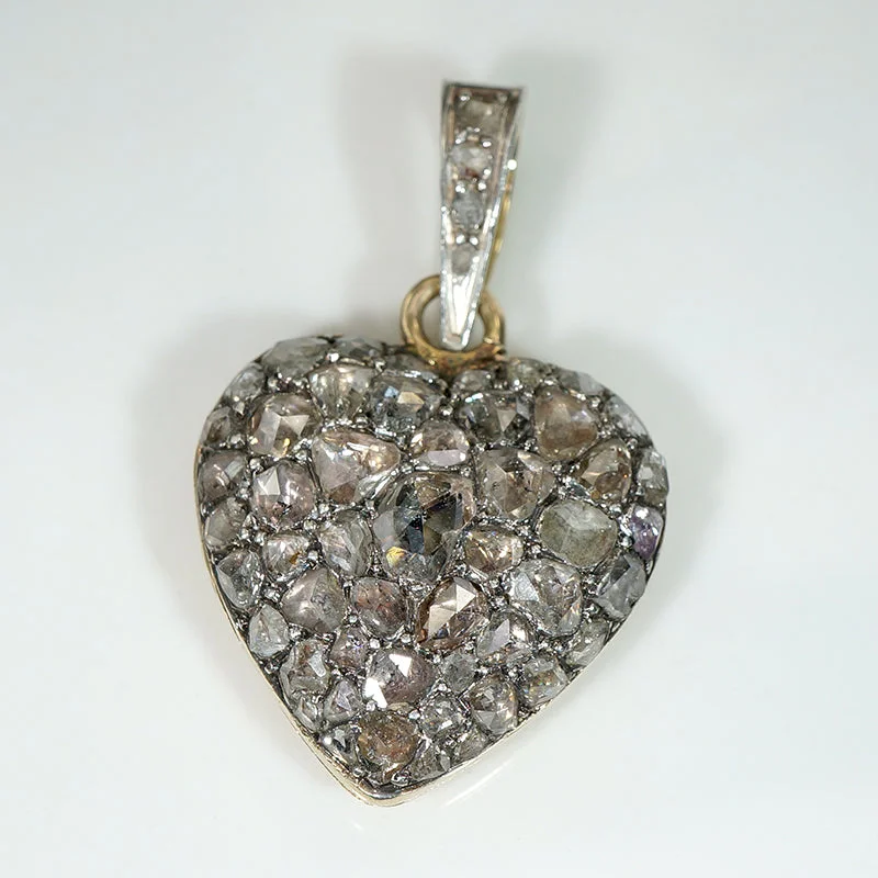 Women’s radiant diamond engagement rings-Astonishing French Rose Cut Diamond Heart Locket