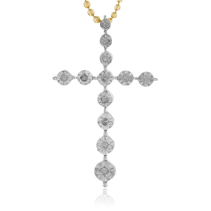 Women’s diamond pendant necklaces-10k Yellow Gold .10ct Diamond Cross Pendant