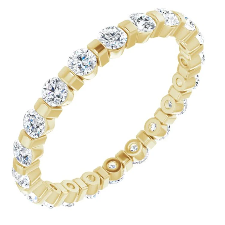 Women’s contemporary engagement rings-14K Yellow 1 CTW Diamond Eternity Band