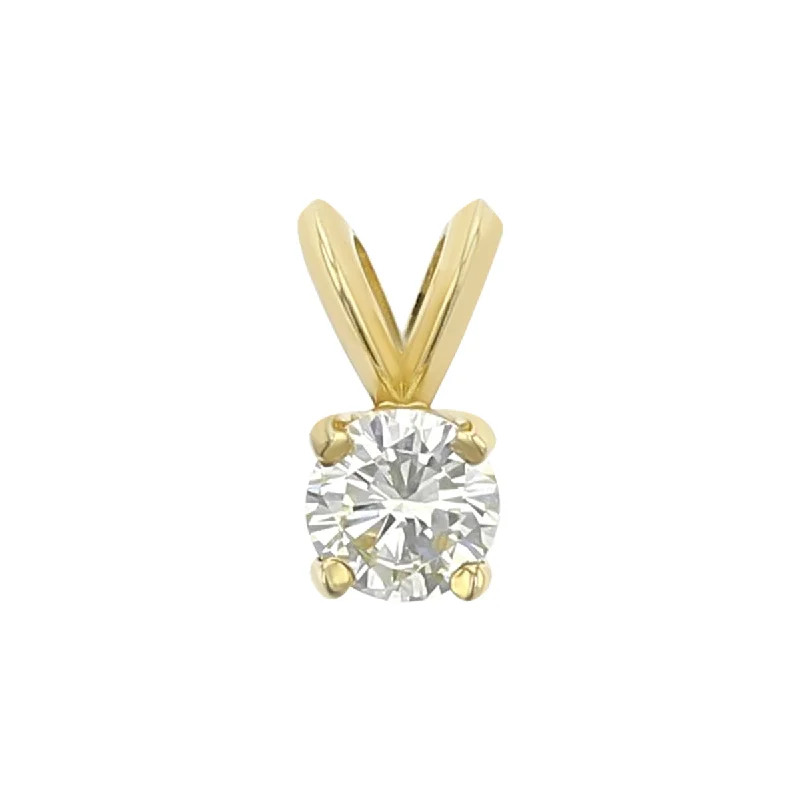 Women’s engraved necklaces-14K Yellow Gold Brilliant Diamond Solitaire Pendant