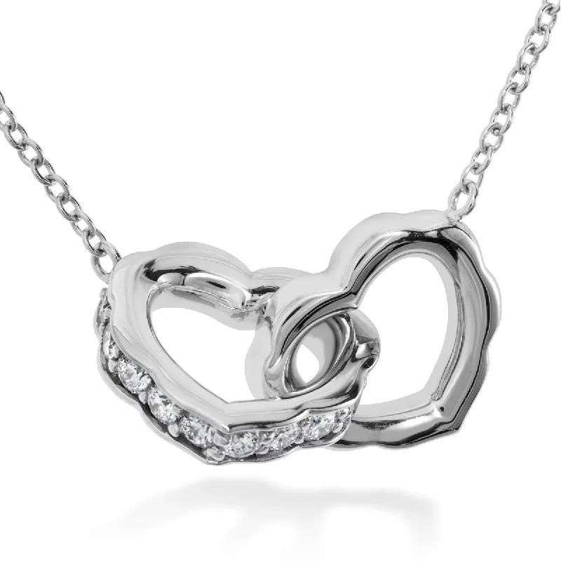 Women’s men’s style necklaces-Lorelei Diamond Interlocking Heart Pendant