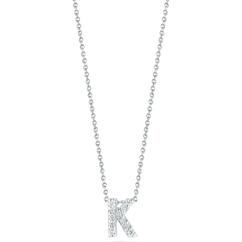 Women’s dainty necklaces-Love Letter K Pendant with Diamonds