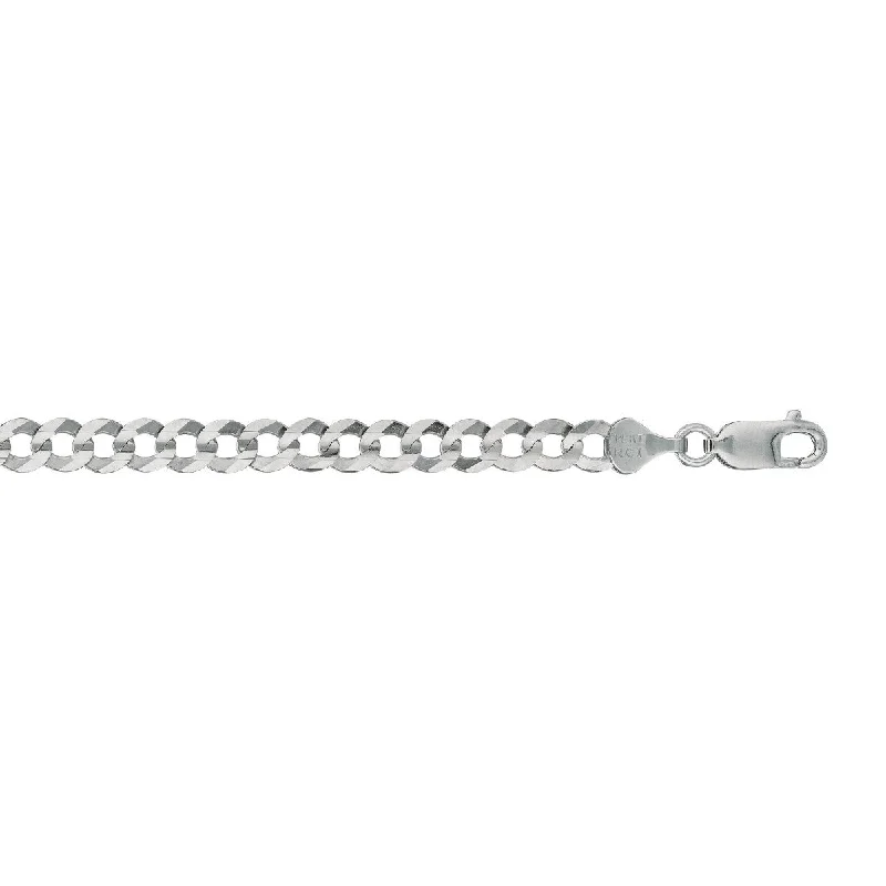 Women’s simple engagement rings-14kt 24" White Gold Diamond Cut Comfort Curb Chain with Lobster Clasp WCRB150-24