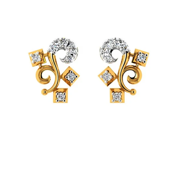 Women’s chunky hoop earrings-18KT (750) Yellow Gold And Diamond Earring For Women