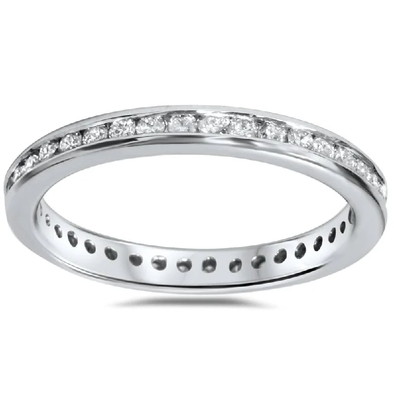 Women’s floral rings-1/2ct Diamond Channel Set Eternity Ring White Gold