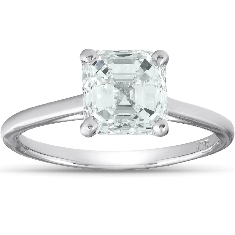 Women’s boho rings-2 Ct Asscher Cut Diamond Solitaire Engagment Ring Platinum