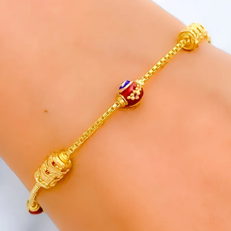 Women’s oval bracelet-Vibrant Versatile Bead 22k Gold Bracelet