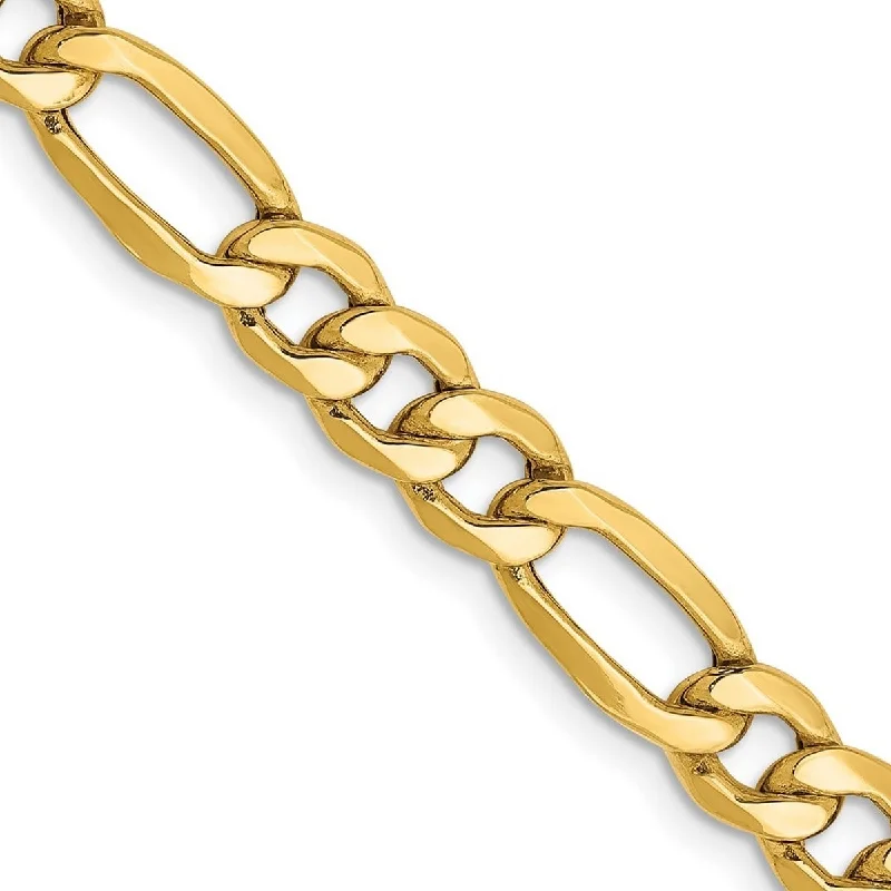 Women’s heart bracelet-Curata 10k Yellow Gold Polished Lobster Claw Closure 6.6mm Semi-Solid Figaro Chain Bracelet - 8 Inch