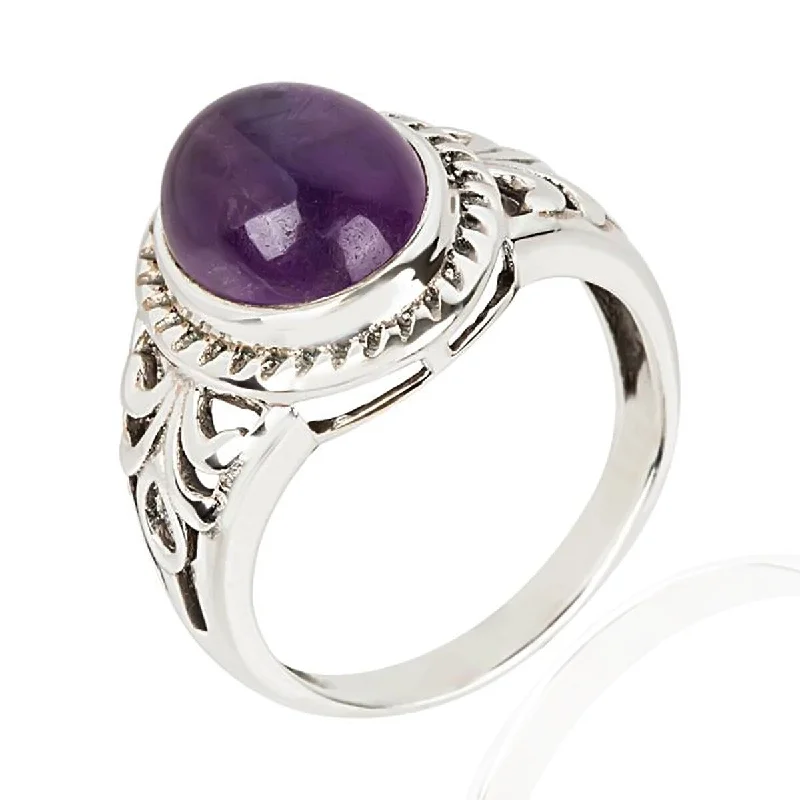 Women’s stackable rings-925 Sterling Silver African Amethyst Solitaire Ring