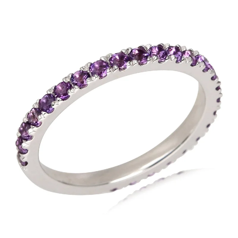 Women’s colorful rings-925 Sterling Silver African Amethyst Eternity Band Ring