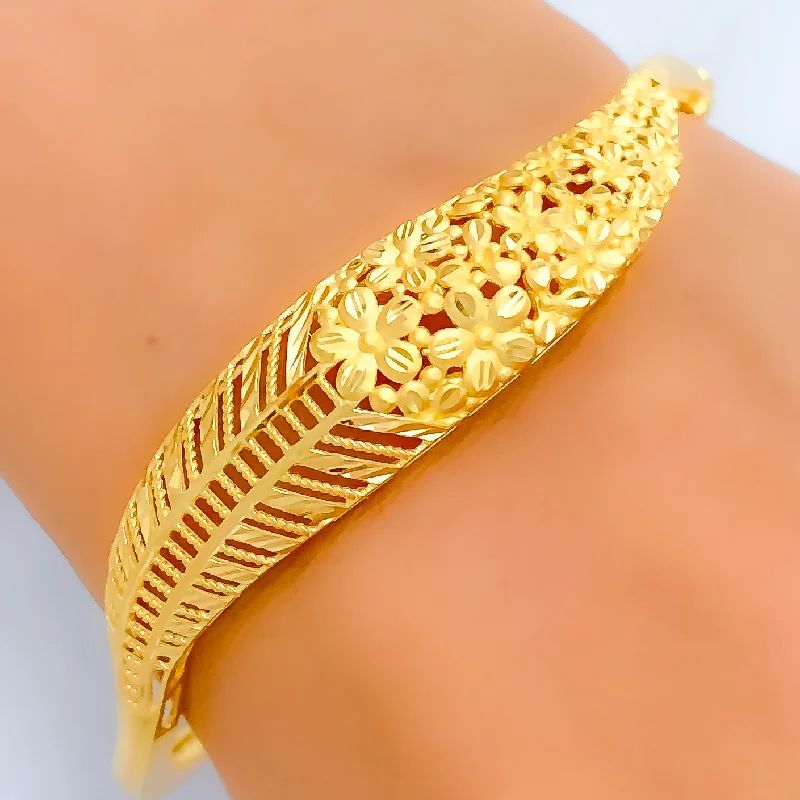 Women’s gold bangle-Women’s diamond bangles-Charming Asymmetrical 22k Gold Bangle Bracelet