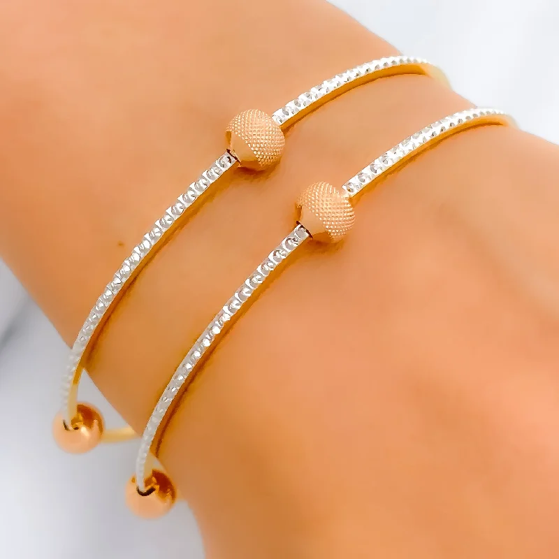 Women’s infinity bracelet-Women’s adjustable bangles-Chic Blush Orb 22k Gold Bangles