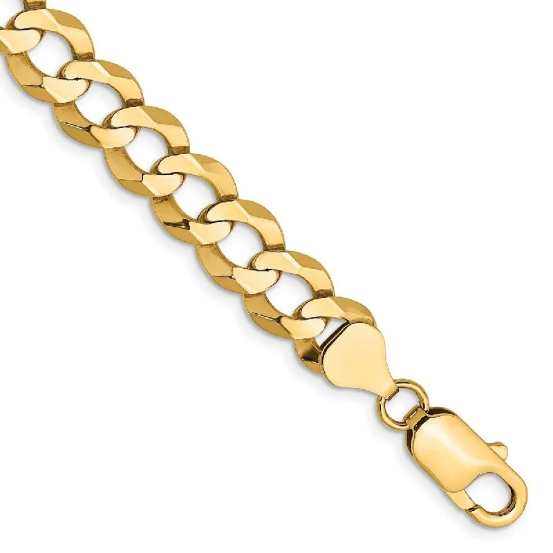 Women’s infinity bracelet-Curata 14k 8.3mm Solid Polished Light Flat Miami Curb Chain Bracelet