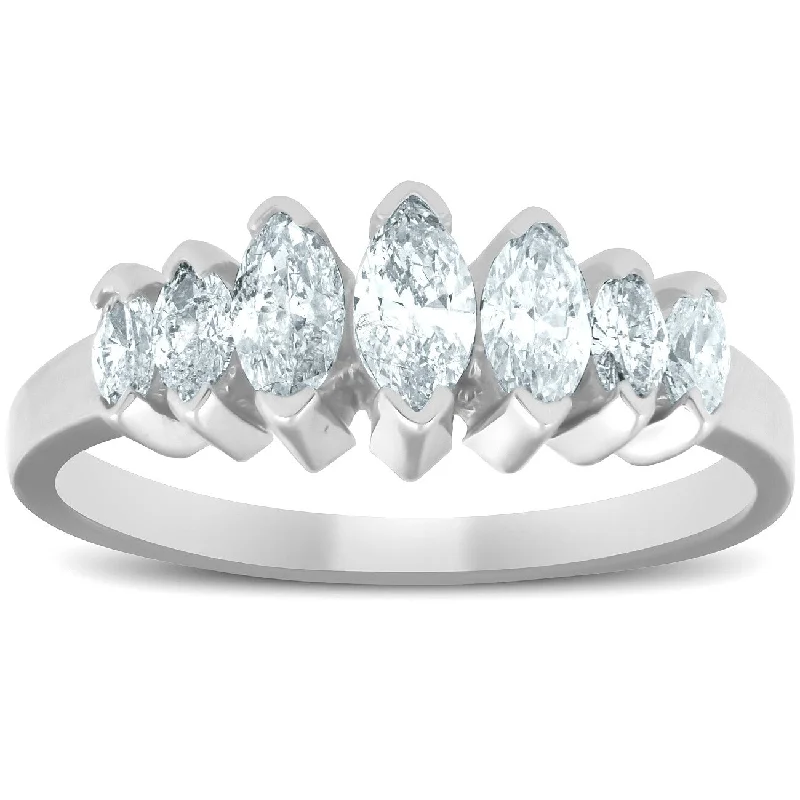 Women’s infinity symbol rings-White Gold 3/4ct Marquise Diamond Anniversary Ring