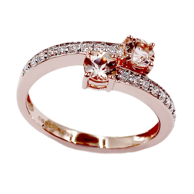 Women’s square rings-14KT Rose Gold Morganite And Diamond Ring