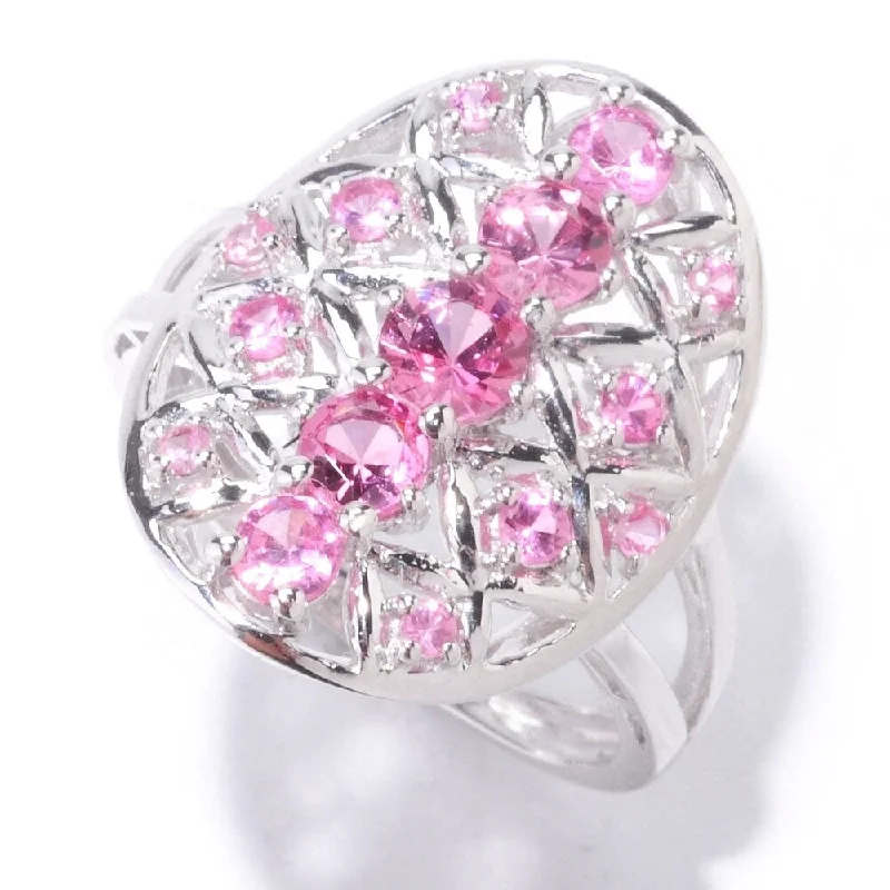 Women’s big gemstone rings-925 Sterling Silver Pink Spinel Ring