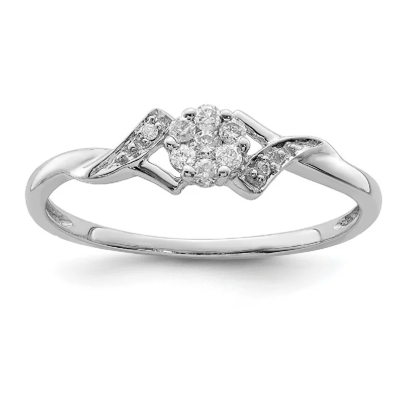 Women’s halo engagement rings-Curata 925 Sterling Silver Polished Open back Diamond Ring