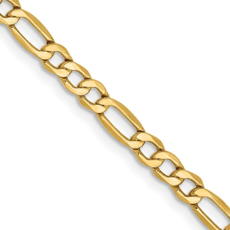 Women’s friendship bracelet-Curata 14k 3.5mm Semi solid Figaro Chain Bracelet