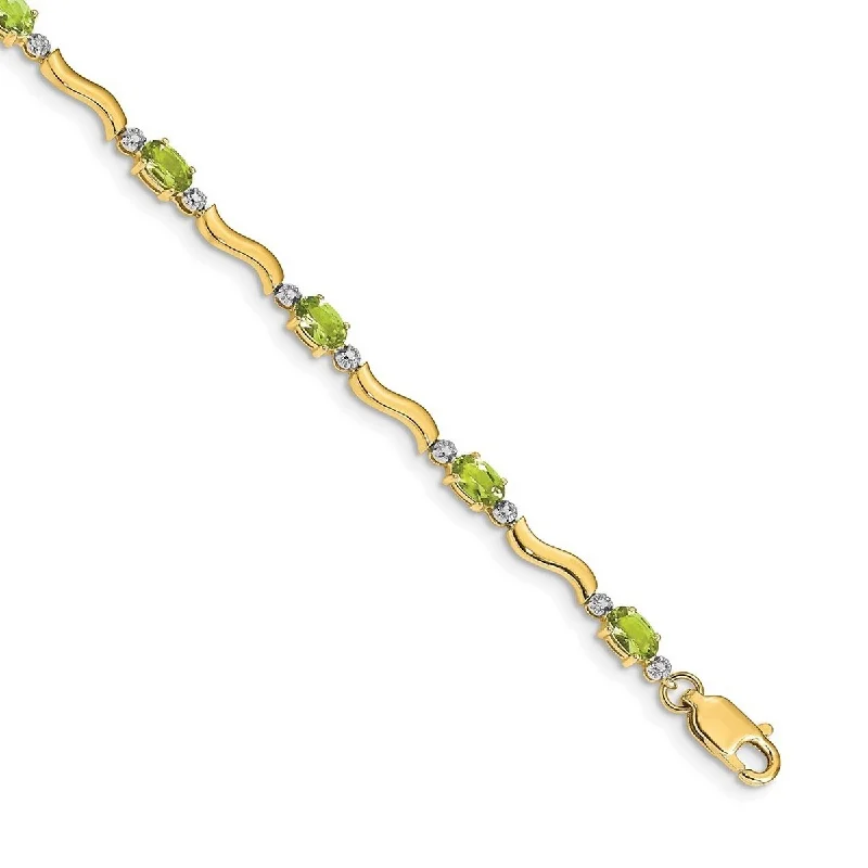 Women’s bamboo bangle-Curata 3.5mm 14k Fancy Diamond Peridot Bracelet