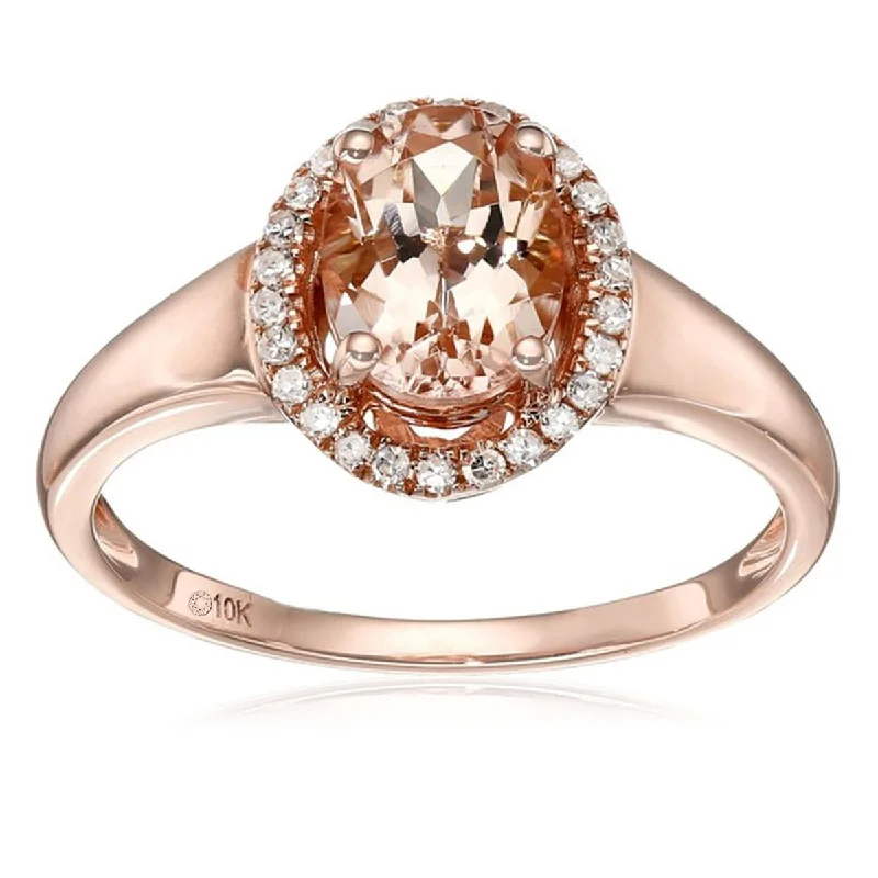 Women’s animal print rings-Rose Gold Plated Over Sterling Silver Morganite and White Topaz Solitaire Ring