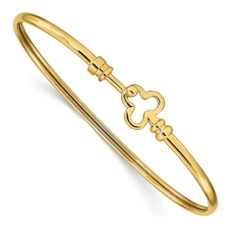 Women’s stackable bangles-Curata 2.8mm 14k Yellow Gold Polished Clover Flexible Bracelet