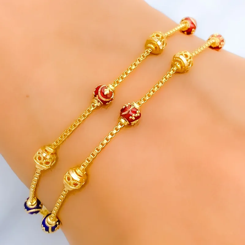 Women’s layered bracelet-Women’s heart-shaped bracelets-Royal Meena 22k Gold Bracelet