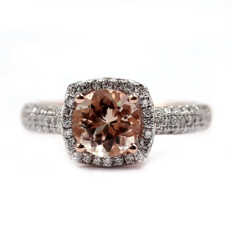 Women’s sterling silver rings-14Kt Rose Gold Morganite and Diamond Ring