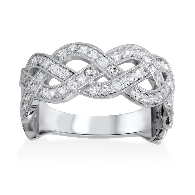 Women’s promise rings-Bliss 14k White Gold 1ct TDW Diamond Braided High Polished Ring (G-H, I1-I2)