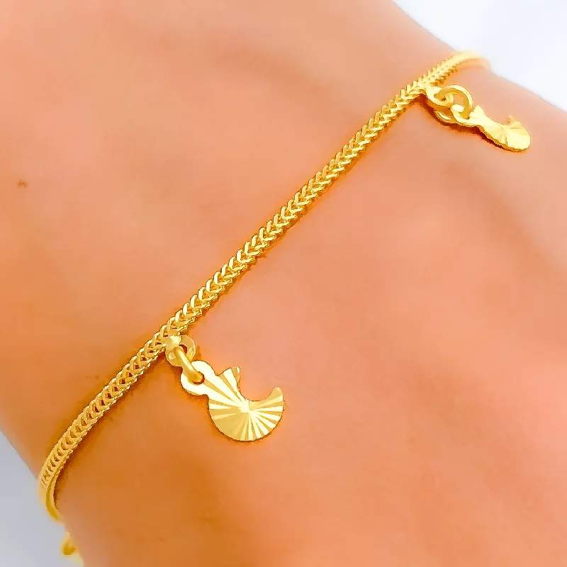 Women’s engraved bracelet-Reflective Dangling Moon Bracelet