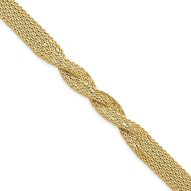 Women’s stackable bracelets-Curata 6.05mm 14k Gold Polished Multi Strand Twisted Bracelet 7.5 Inch