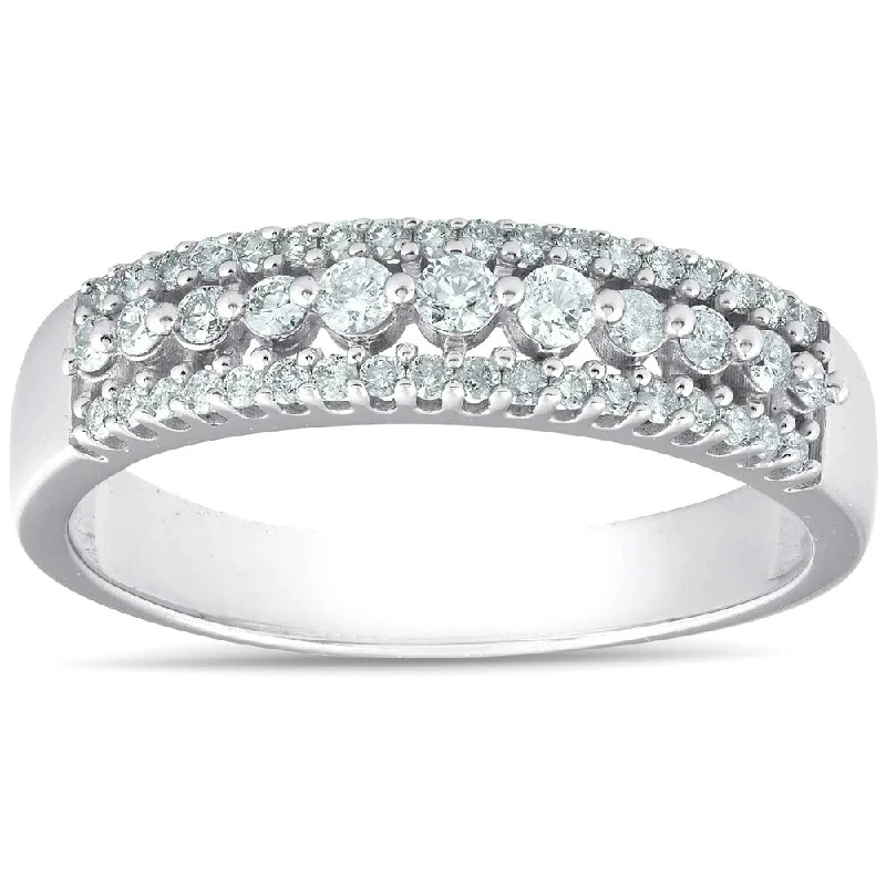 Women’s halo rings-1/3ct Diamond Anniversary Ring 10K White Gold