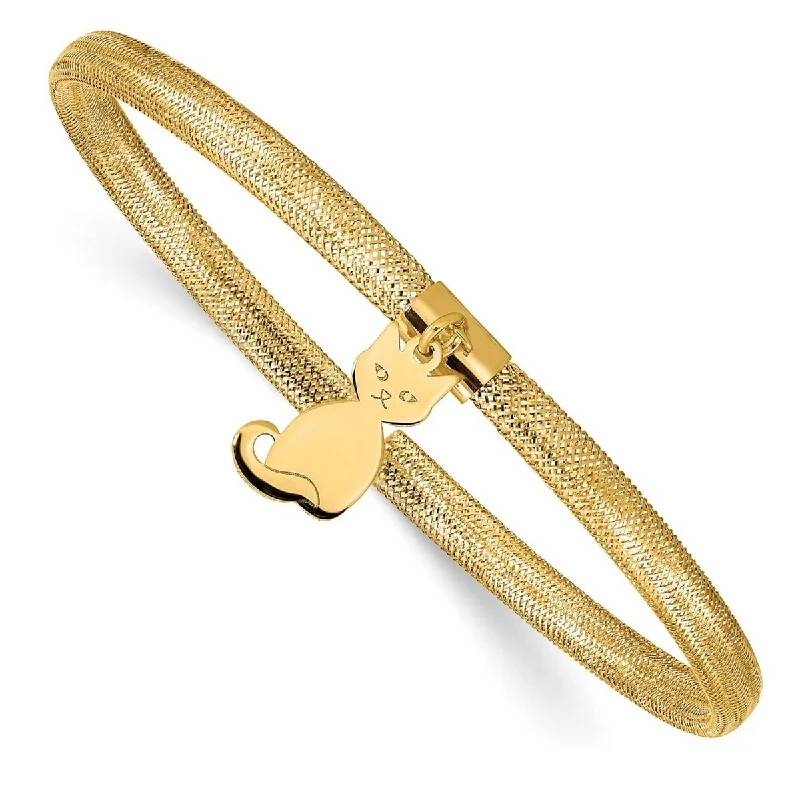 Women’s fashion bracelet-Curata 14k Yellow Gold Cat Stretch Mesh Bracelet