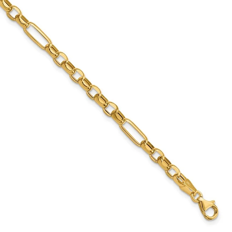 Women’s minimalist bracelet-Curata 14k Yellow Gold Polished Fancy Link Bracelet 7.5 Inch