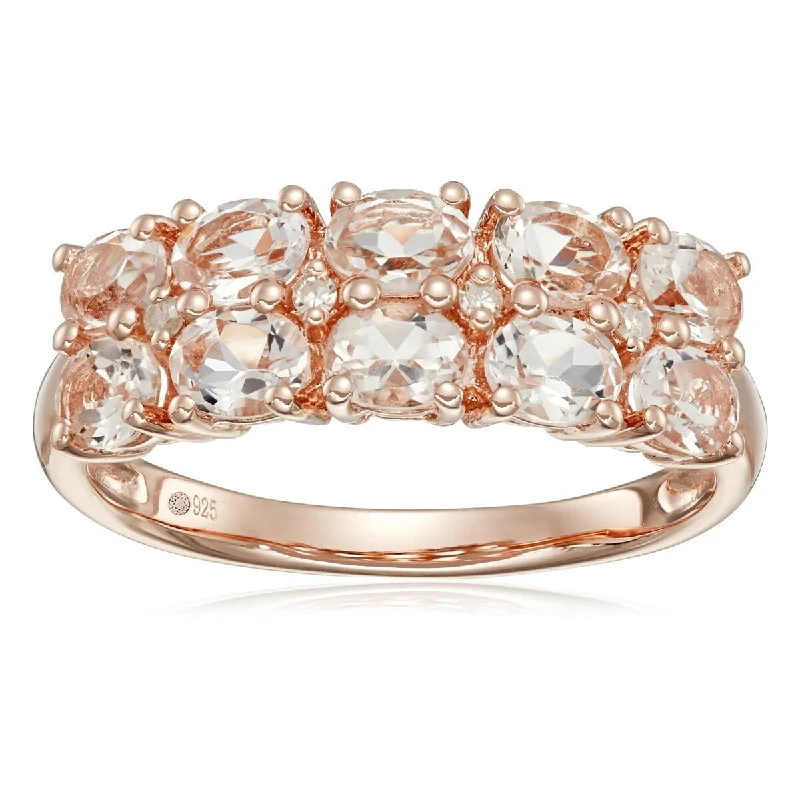 Women’s platinum rings-Rose Gold Over Sterling Silver Morganite and Diamond Ring