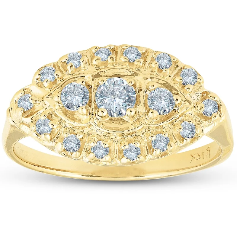 Women’s contemporary rings-Antique Yellow Gold 1/2ct Diamond Right Hand Ring