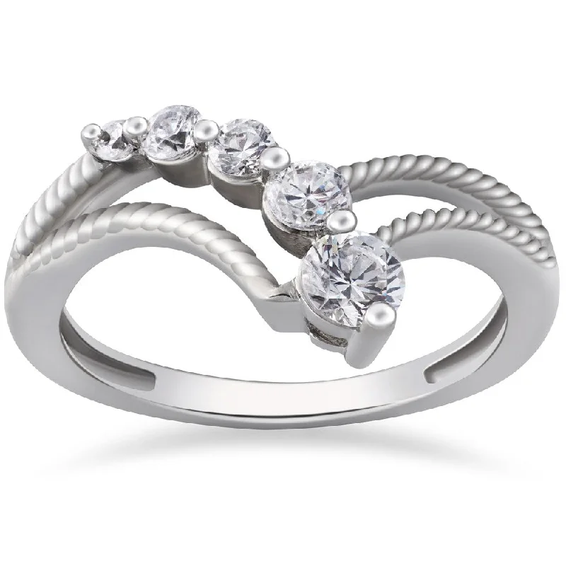 Women’s infinity rings-14k White Gold 1/2ct TDW Graduated Diamond Vintage Journey Right Hand Ring